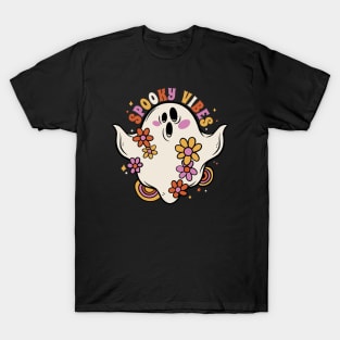 Retro Spooky Vibes // Vintage Halloween Groovy Ghost T-Shirt